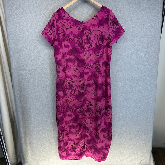 Hillard & Hanson Dress Womens Size 16 Purple 100% Polyester Short Sleeve Shift - Picture 2 of 8